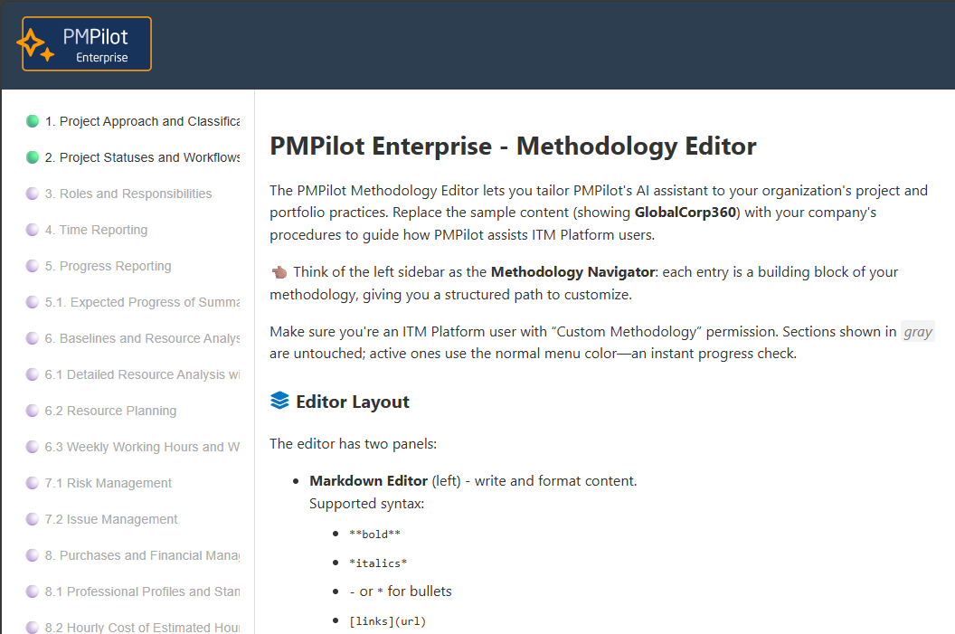 PMPilot Enterprise Editor